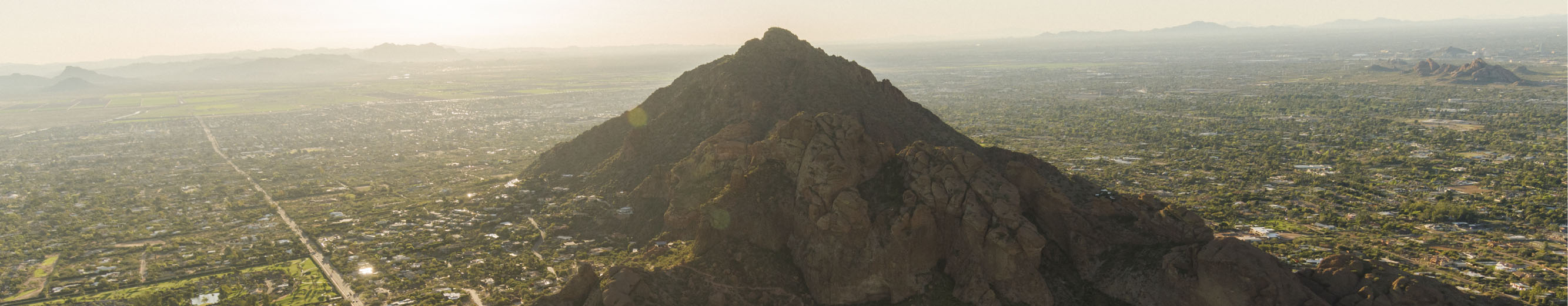 Overhead of Camelback Mountain in Phoenix, Arizona.