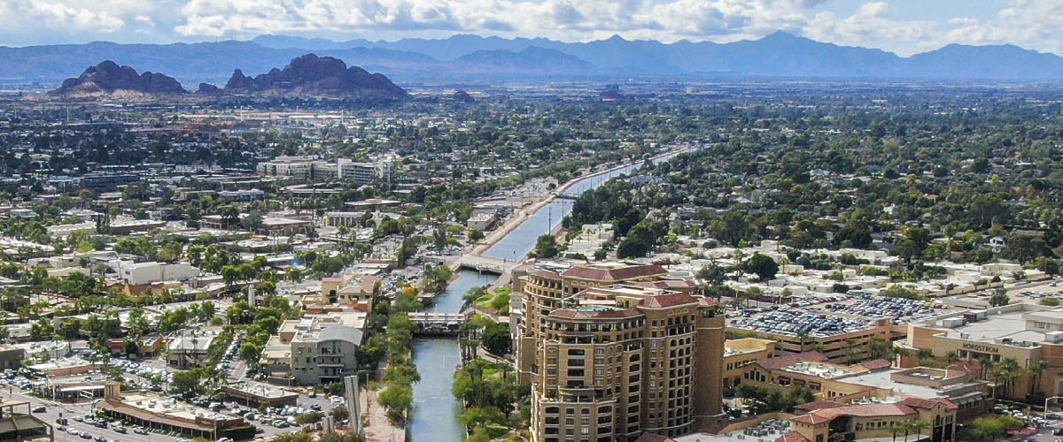 The city of Tempe, Arizona, at night. The city is one of many serviced by SRP.