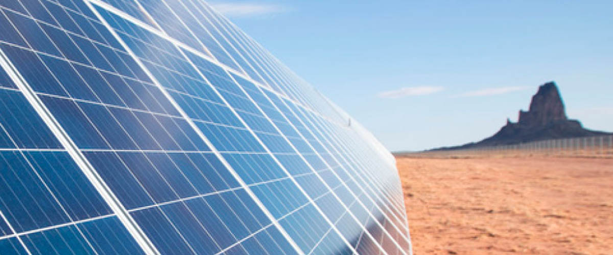 A field of solar panels, part of SRP's ongoing development of renewable resources, including utility-scale solar projects.